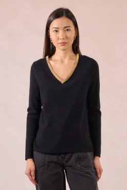 Molly Bracken Camisolas-Camisola de manga comprida com detalhes dourados Preto