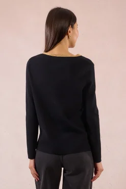 Molly Bracken Camisolas-Camisola de manga comprida com detalhes dourados Preto