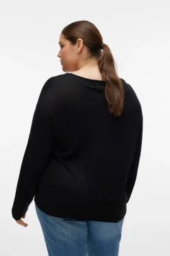 Vero Moda Curve Camisolas-Camisola de manga comprida e gola em bico Curve Preto