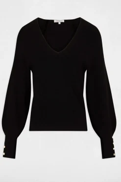 Morgan Camisolas-Camisola de manga comprida com decote em V Preto