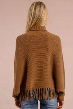 Molly Bracken Camisolas-Camisola de manga comprida com detalhe de franjas Tostado