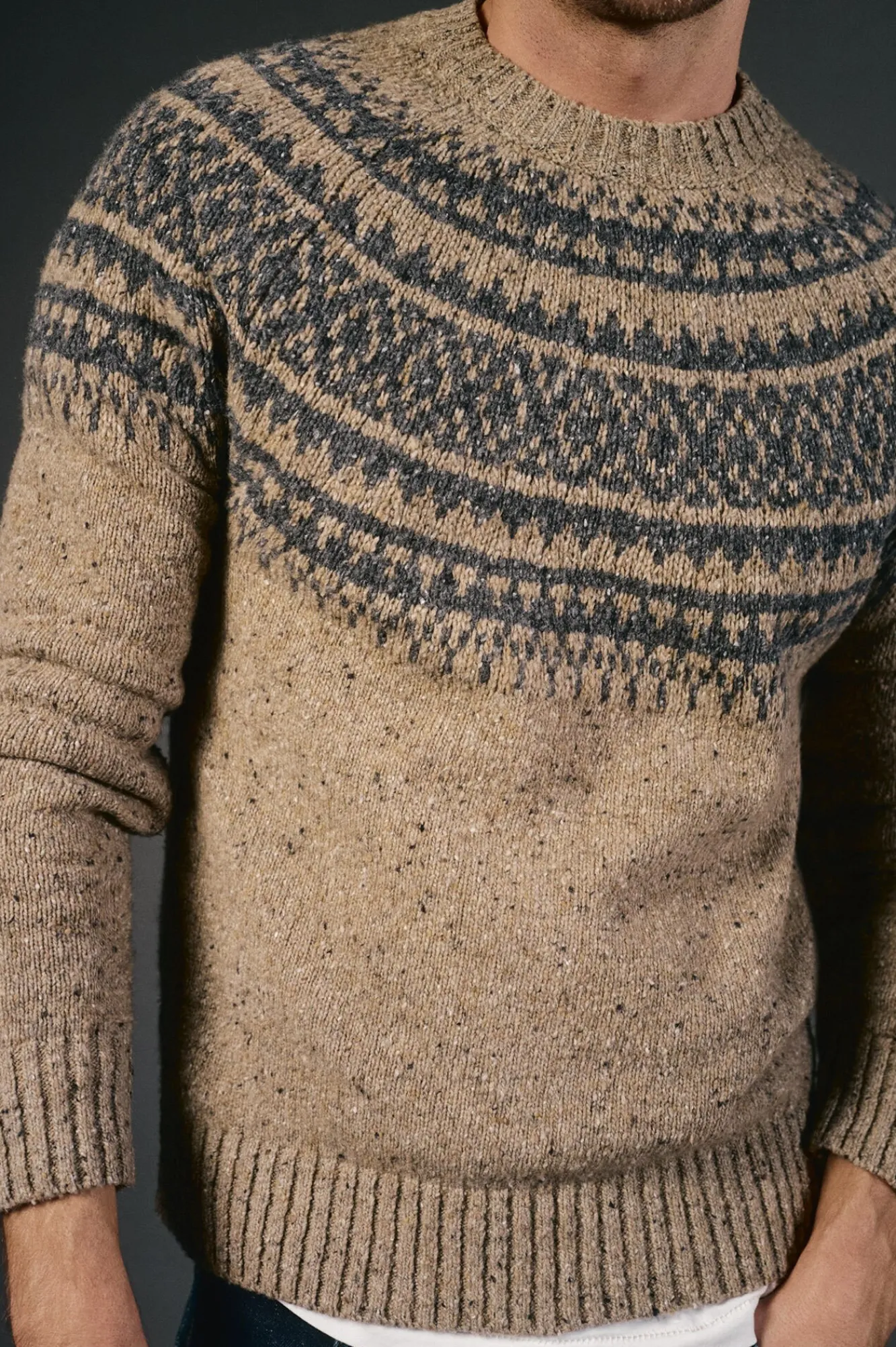 OOTO Camisolas-Camisola de Natal jacquard gola caixa Tostado