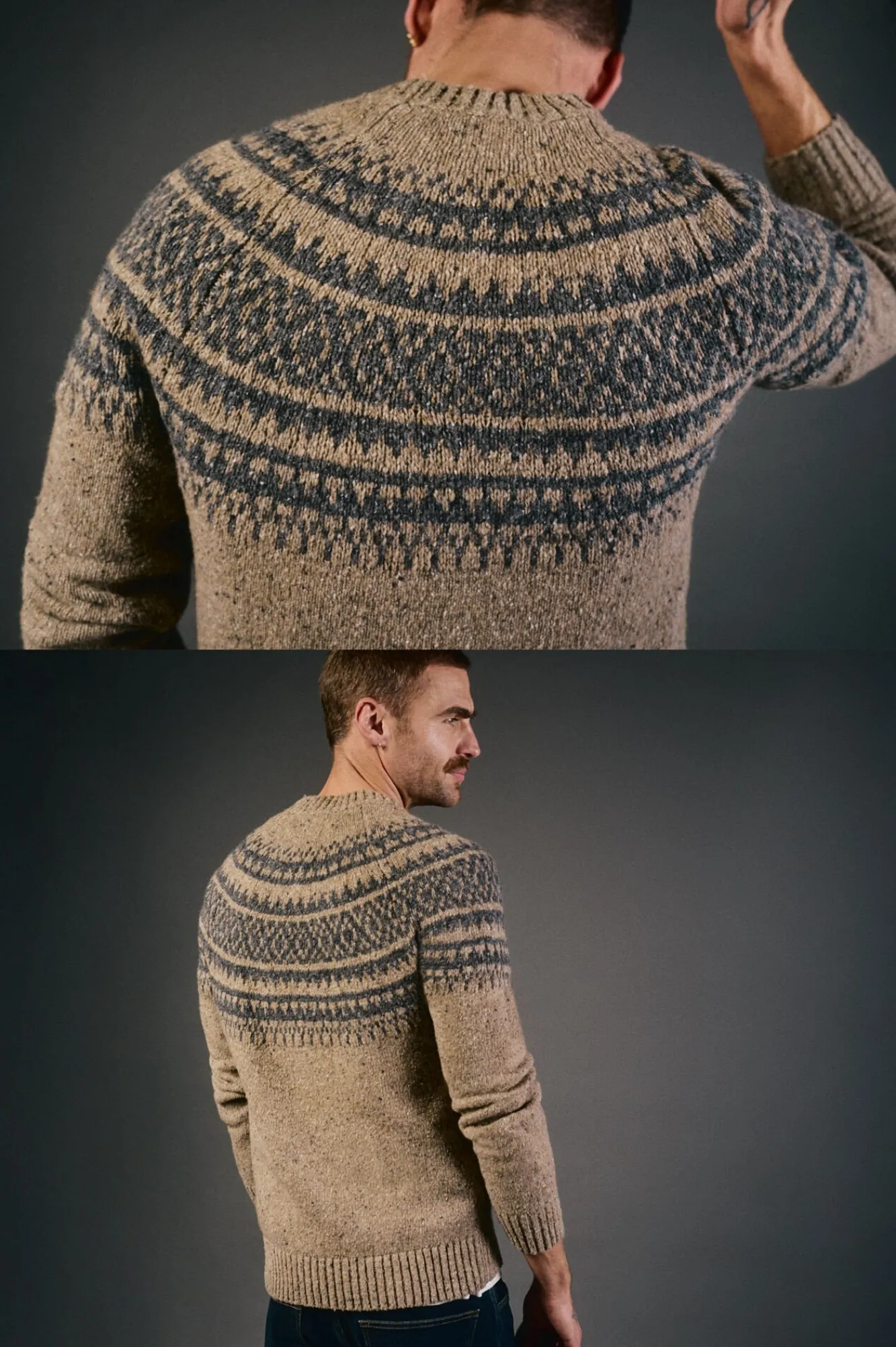 OOTO Camisolas-Camisola de Natal jacquard gola caixa Tostado