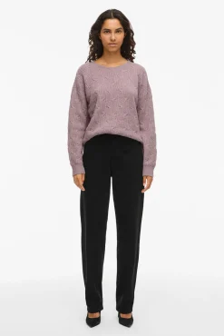 Vila Camisolas-Camisola de oitos com gola redonda Subiu