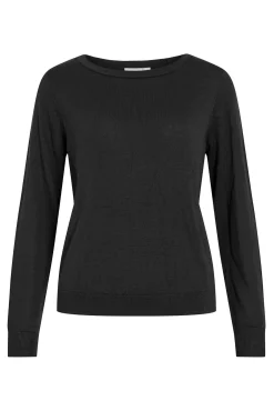 Vila Camisolas-Camisola de viscose com botões nos punhos Preto