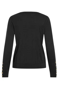 Vila Camisolas-Camisola de viscose com botões nos punhos Preto