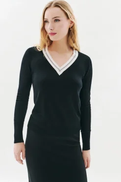 Caroll Camisolas-Camisola detalhe gola Preto