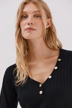 Cortefiel Camisolas-Camisola em bico botões Preto