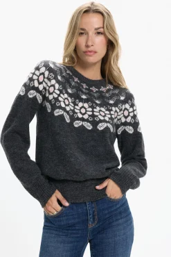 Vero Moda Camisolas-Camisola estampado de manga comprida feminino Cinzento