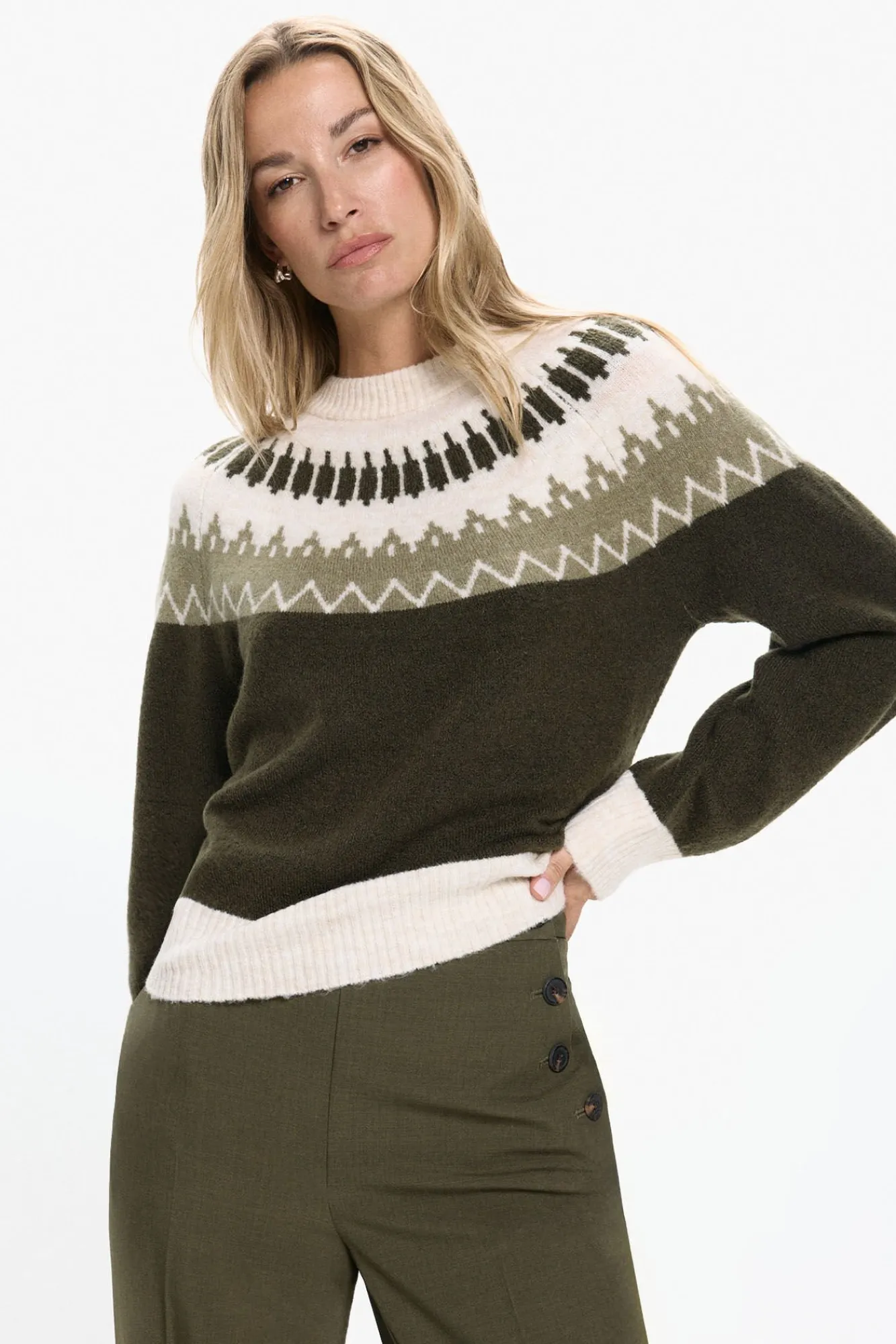 Vero Moda Camisolas-Camisola estampado de manga comprida feminino Verde