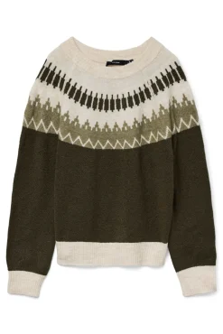 Vero Moda Camisolas-Camisola estampado de manga comprida feminino Verde