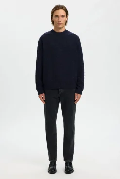 Selected Camisolas-Camisola estruturada 100% algodão orgânico. Azul