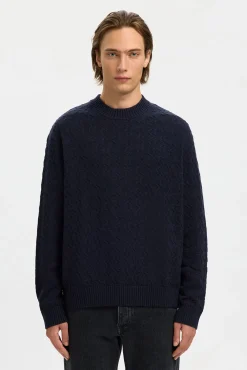 Selected Camisolas-Camisola estruturada 100% algodão orgânico. Azul