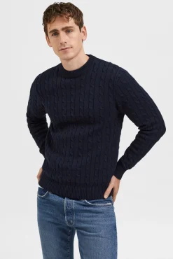 Selected Camisolas-Camisola estruturada 100% algodão orgânico Azul