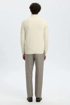 Selected Camisolas-Camisola estruturada 100% algodão orgânico com meia fecho-éclair . Tostado