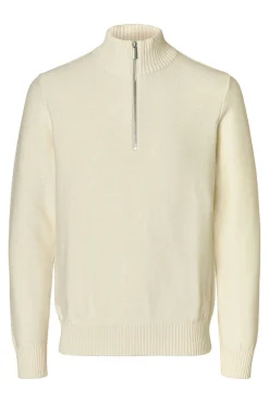 Selected Camisolas-Camisola estruturada 100% algodão orgânico com meia fecho-éclair . Tostado