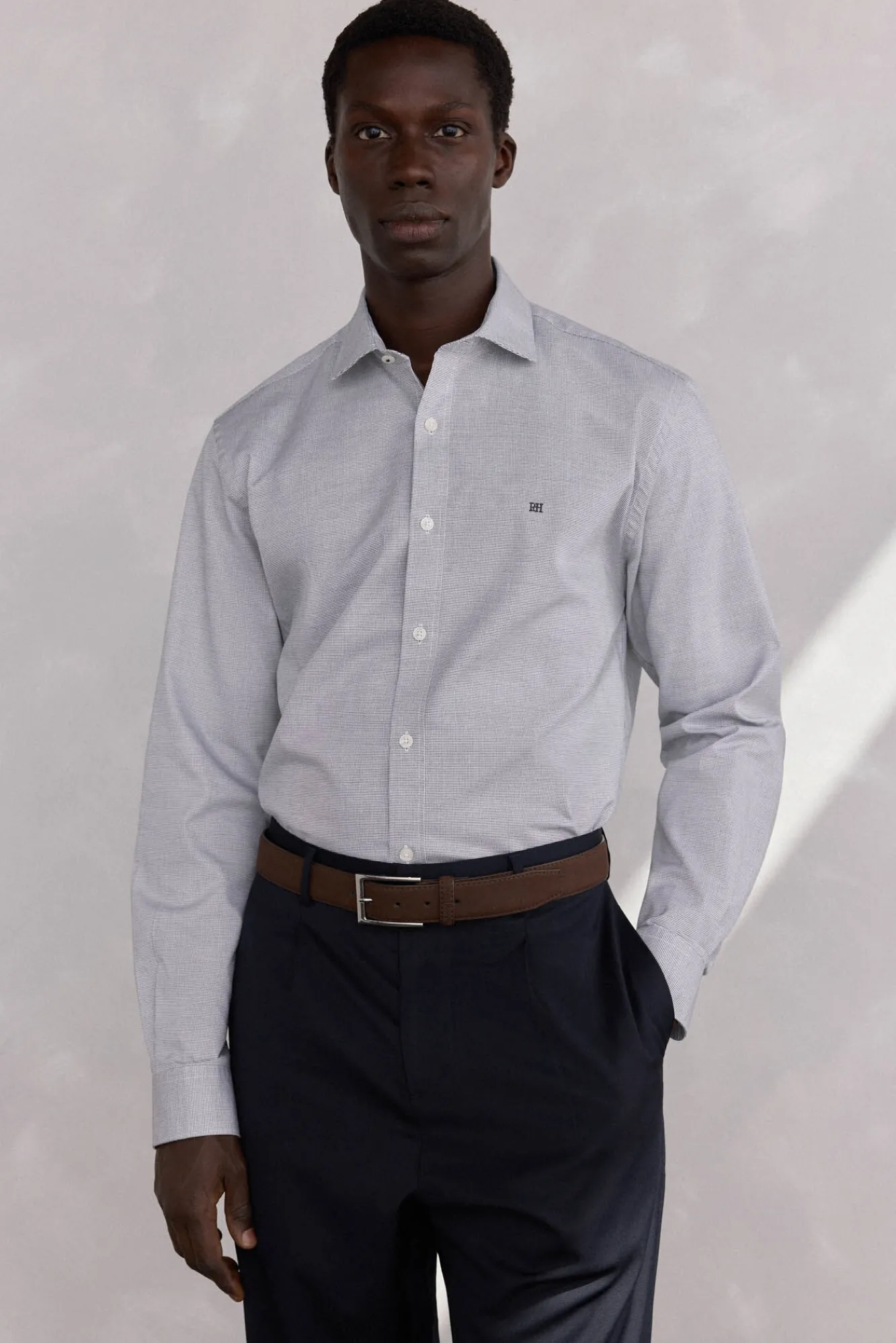Pedro del Hierro Camisas-Camisola estruturada fácil de passar + modelagem regular anti-odor Cizento
