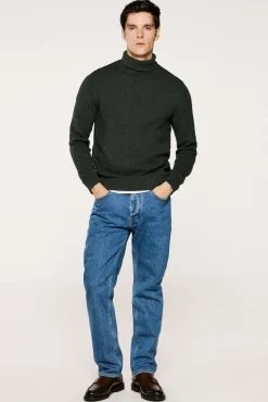 Selected Camisolas-Camisola estruturado de gola alta 100% algodão orgânico Verde