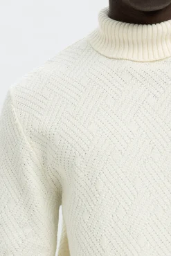 Selected Camisolas-Camisola estruturado de gola alta 100% algodão orgânico Branco