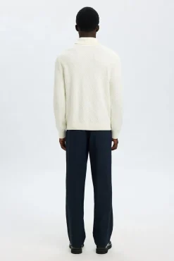 Selected Camisolas-Camisola estruturado de gola alta 100% algodão orgânico Branco