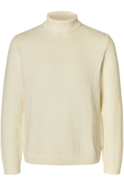 Selected Camisolas-Camisola estruturado de gola alta 100% algodão orgânico Branco