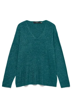 Vero Moda Camisolas-Camisola feminino de malha fina com glitter Verde