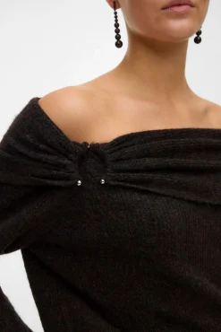 Vero Moda Camisolas-Camisola feminino de malha macia de malha manga Castanho