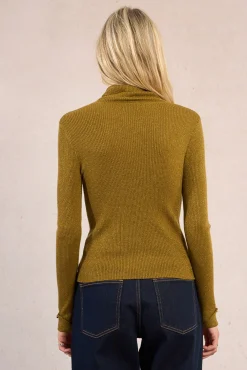 Molly Bracken Camisolas-Camisola fino e básico de manga comprida Dourado