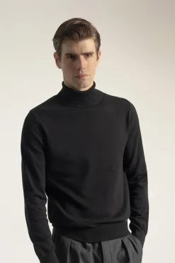 PuroEGO Camisolas-Camisola gola alta algodão Preto