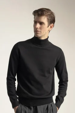 PuroEGO Camisolas-Camisola gola alta algodão Preto