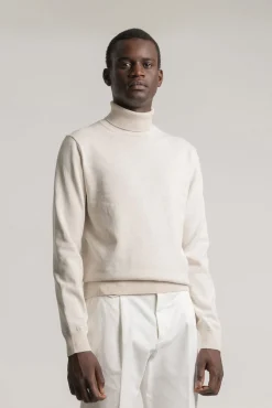 PuroEGO Camisolas-Camisola gola alta algodão Ecru