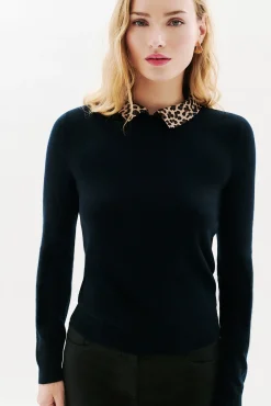 Caroll Camisolas-Camisola gola animal print Preto