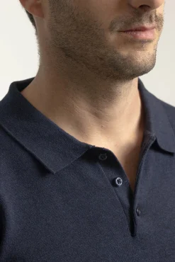 PuroEGO Camisolas-Camisola gola em bico algodão Azul