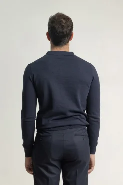 PuroEGO Camisolas-Camisola gola em bico algodão Azul