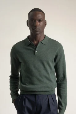 PuroEGO Camisolas-Camisola gola em bico algodão Verde