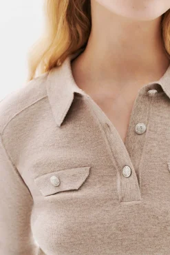 Caroll Camisolas-Camisola gola polo Tostado