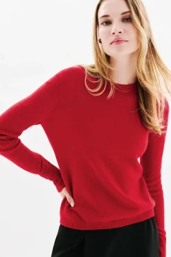 Caroll Camisolas-Camisola gola redonda 100% caxemira Vermelho