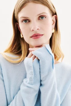 Caroll Camisolas-Camisola gola redonda 100% caxemira Azul