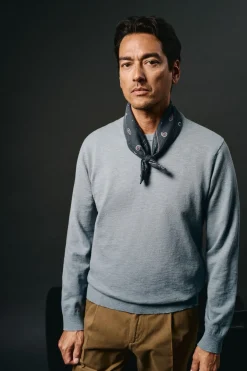 OOTO Camisolas-Camisola gola redonda algodão Azul