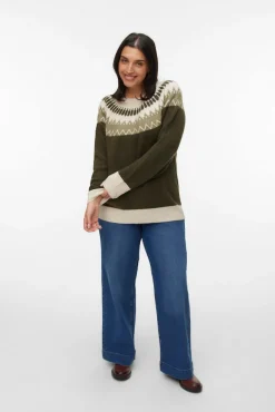 Vero Moda Curve Camisolas-Camisola grego tamanho grande Verde