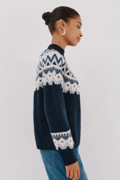 Cortefiel Camisolas-Camisola jacquard posicional. Azul