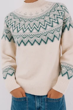 Cortefiel Camisolas-Camisola jacquard posicional. Ecru