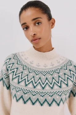 Cortefiel Camisolas-Camisola jacquard posicional. Ecru