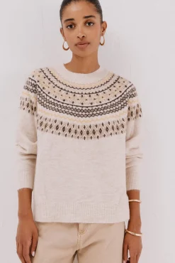 Cortefiel Camisolas-Camisola jacquard posicional Ecru