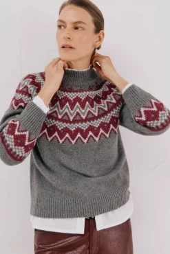 Cortefiel Camisolas-Camisola jacquard posicional. Cinzento