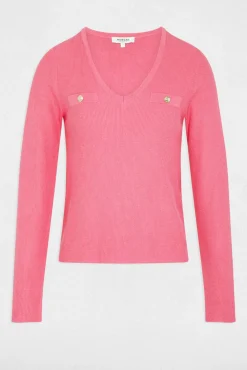 Morgan Camisolas-Camisola justo com gola em V Subiu