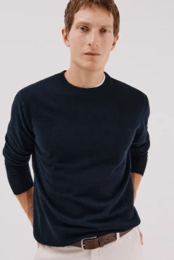 Cortefiel Camisolas-Camisola lã de carneiro gola redonda Azul