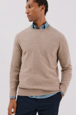 Cortefiel Camisolas-Camisola lã de carneiro gola redonda Castanho