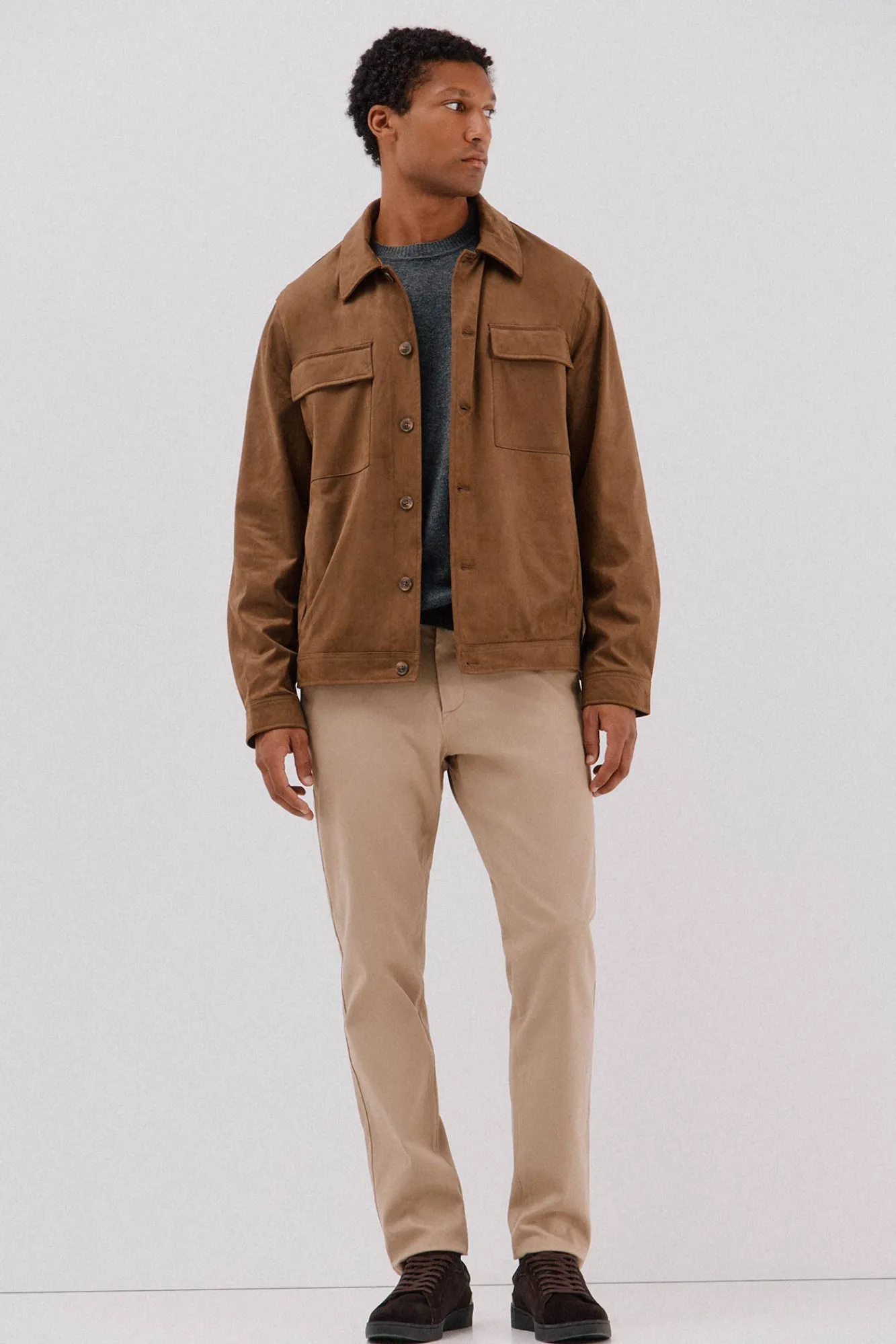 Cortefiel Camisolas-Camisola lã de carneiro gola redonda Cinzento