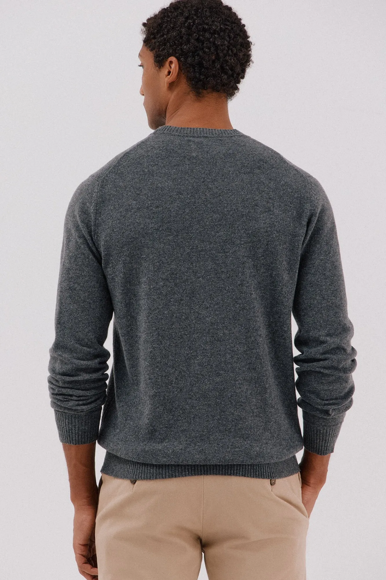 Cortefiel Camisolas-Camisola lã de carneiro gola redonda Cinzento